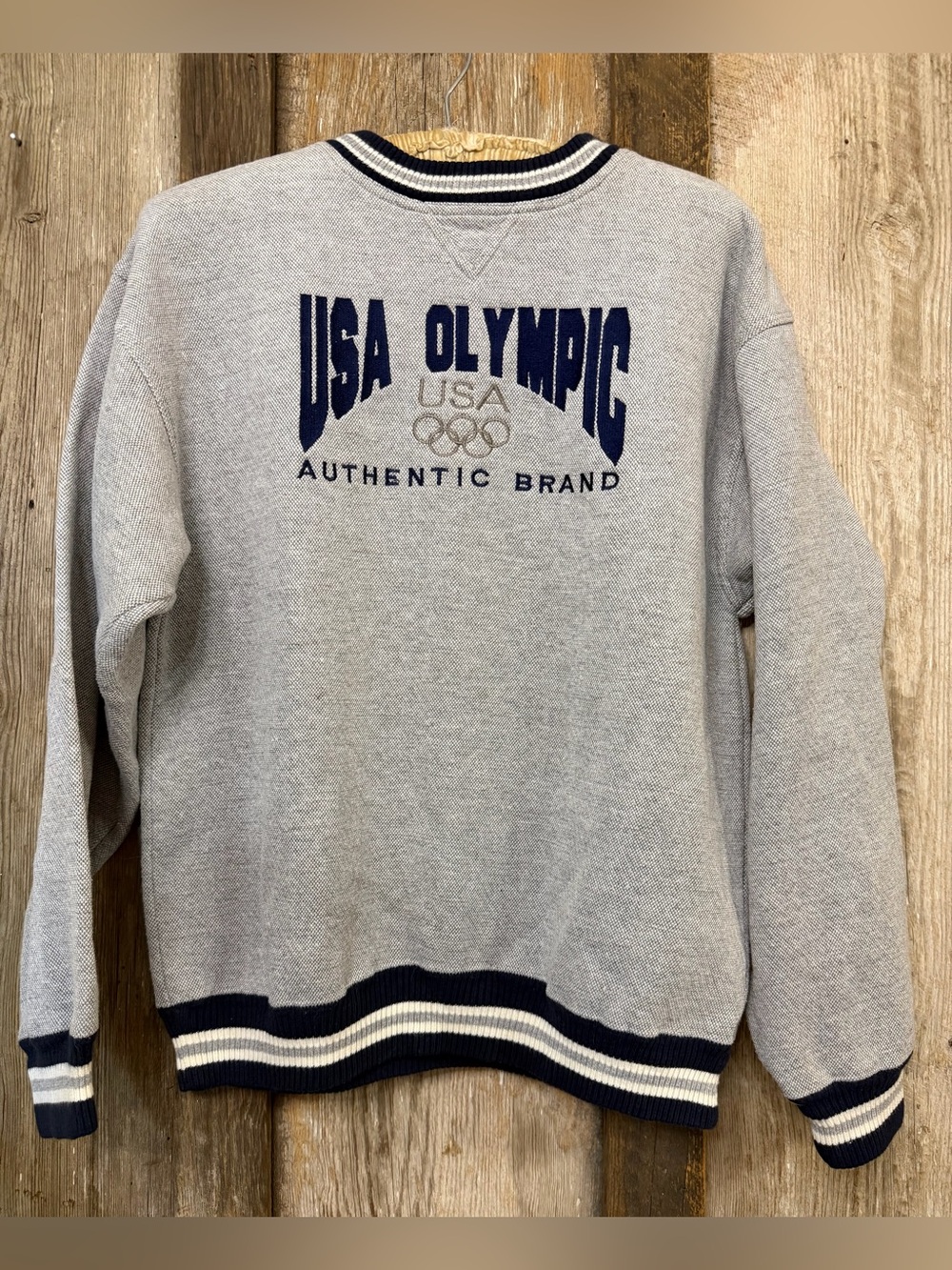 VTG 90s JC Penney USA Olympic Authentic Brand Gray Embroidered Sweatshirt Medium